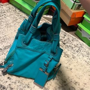 BCBG MaxAzria Teal Blue Bucket Hobo Purse